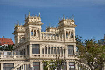 Fototapeta premium Front view of La Terraza, a modernist monument in the Mendez Nunez Gardens in A Coruna, Galicia.