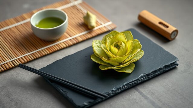 vasabi potato chips in lotus serving