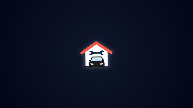 Car Garage Service Logo Animation Auto Repair Wrench House Icon