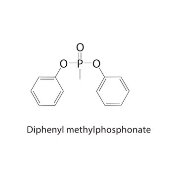 Diphenyl methylphosphonate skeletal structure. phosphonate compound schematic illustration. Simple diagram, chemical formula.