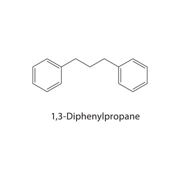 1,3-Diphenylpropane skeletal structure. alkane compound schematic illustration. Simple diagram, chemical formula.