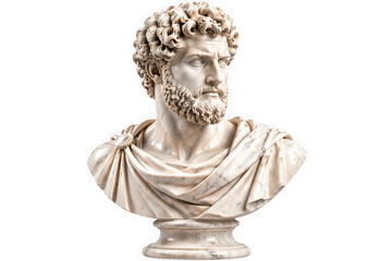 Obraz premium Marble bust of a man with curly hair and beard isolated on transparent background