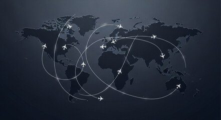 Global Air Travel Network - A Visual Representation of Flight Routes. © fusa