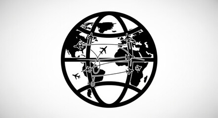 Global Air Travel Network - A World Connected by Flight Routes. © fusa
