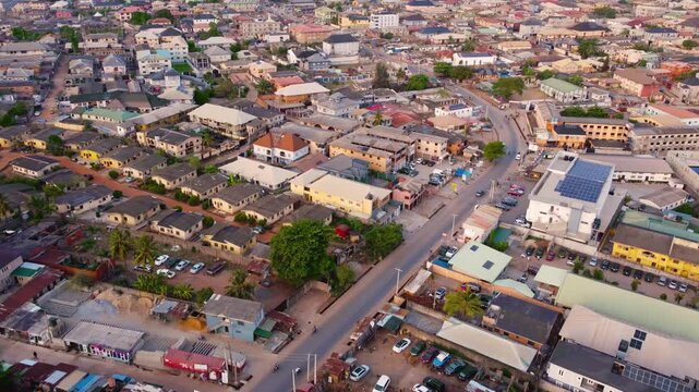 12 April 2026, Ogun State, Nigeria: Urban aerial view of Akute area in Ogun state Nigeria, showing rapid development and modern housing.