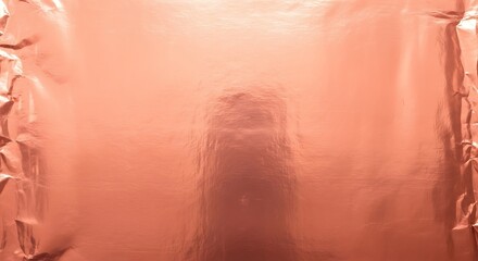 Fototapeta premium Crinkled rose gold foil reflects soft, diffused light