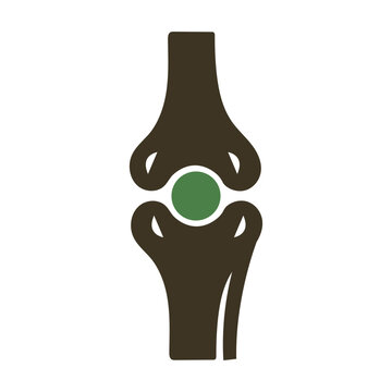 Diagram of a knee joint with prosthetic implant in place between femur and tibia