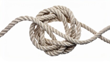 Obraz premium Knotted rope isolated on white background, problem solving and complexity concept.