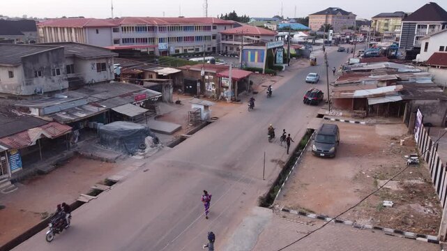 12 April 2026, Ogun State, Nigeria: Urban aerial view of Akute area in Ogun state Nigeria, showing rapid development and modern housing.