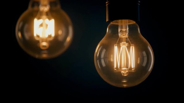 IMAX Side Angle of Two Glowing Bulbs with Different Brightness Levels 4K