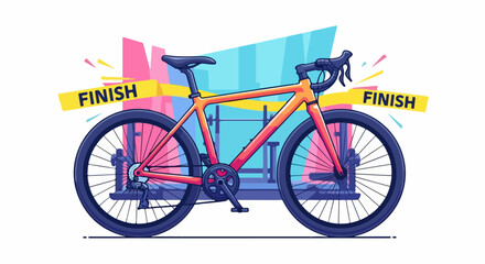 Obraz premium Colorful bicycle with finish line.