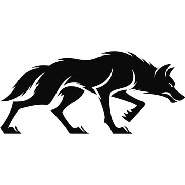 Stealth wolf silhouette crouching in a predatory stalk
