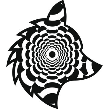 Geometric mandala wolf head silhouette with negative space design