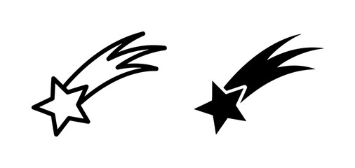 Shooting star falling comet black outline icons © Sarwar