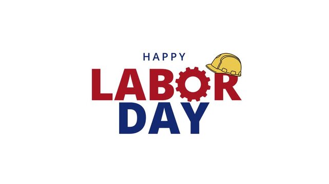 Labor Day text animation. Isolated in white background. 4K resolution.