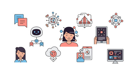 A cheerful female avatar radiates positivity and approachability, ideal for website profiles, app icons, or illustrating a welcoming and trustworthy b © par