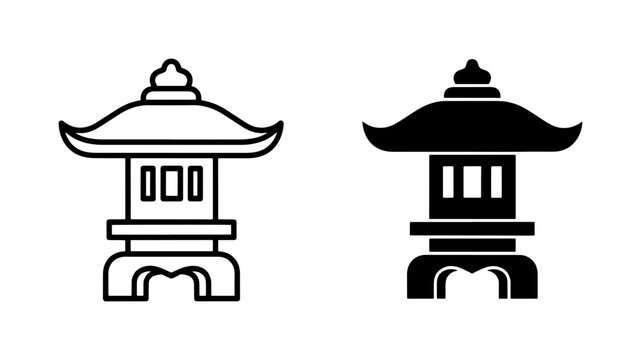 Japanese Stone Lantern Icon Set