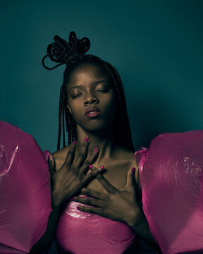 African American woman eco fashion portrait