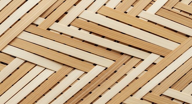 Abstract woven pattern of tan and light wood strips for background