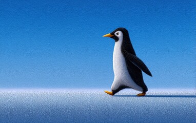 Obraz premium Penguin Walking on Icy Surface