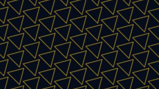 Seamless abstract background of neon blue glowing triangle outlines on dark surface, repeating geometric pattern for technology, gaming, and modern design visuals