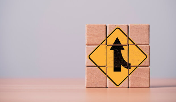 Business merger and acquisition concept with upward arrow direction, symbolizing corporate growth, strategic consolidation, market expansion, investment synergy and leadership successful integration