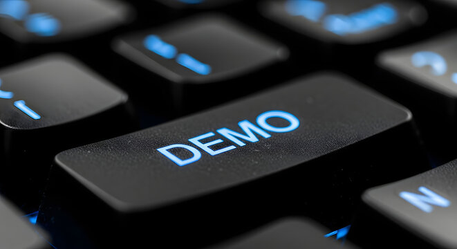 Close-up of a demo keyboard button ai generated 