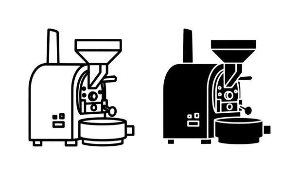 Industrial Coffee Roaster Machine Icon Set