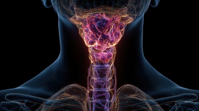 3d rendered medically accurate illustration of thyroid cancer.Thyroid disorder includes goiter, hyperthyroid, hypothyroid, tumor or cancer. Ultrasound diagnostics, thyroid diseases