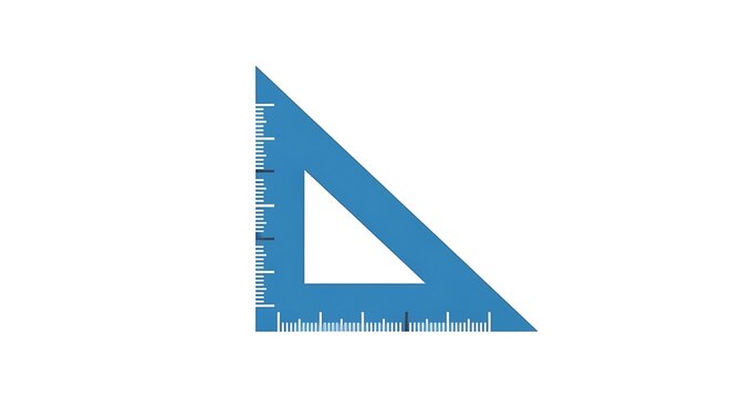 Blue triangle ruler isolated on white geometric shape and measurement tool