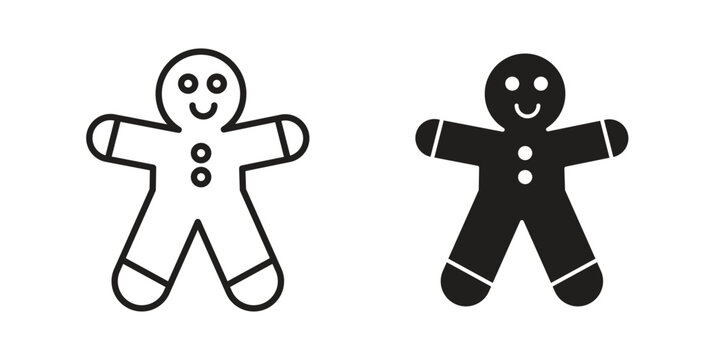 Gingerbread man icon for web and mobile app. Vector icons
