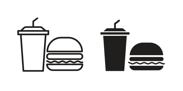 Hamburger soda icon for web and mobile app. Vector icons