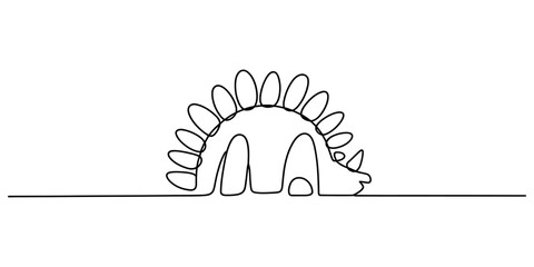Continuous line drawing of a stegosaurus dinosaur silhouette in a minimalist style Vector, illustration © Jagonnath