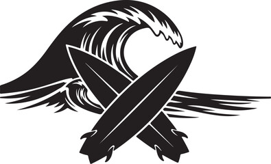 Fototapeta premium Surfboard Wave Silhouette Bundle