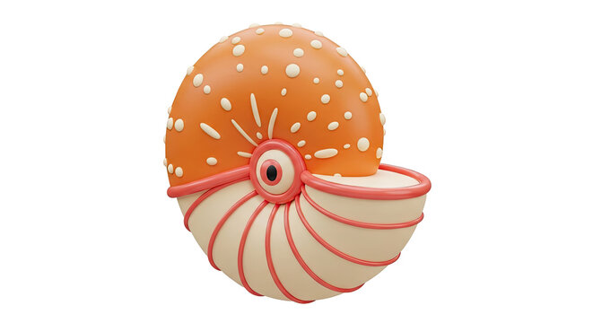 Stylized Nautilus Shell with Cartoonish Eye
