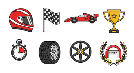 Fototapeta premium Collection of racing sport icons and symbols.