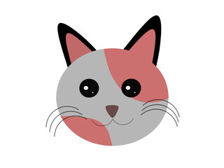 Obraz premium Colorful Cat Head Illustration with Vibrant Fur Detail