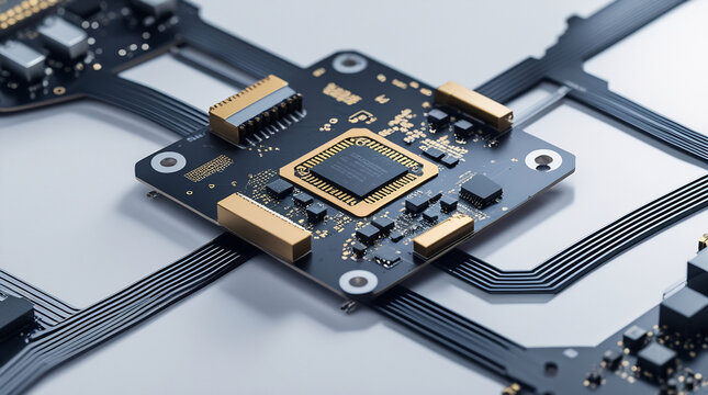 Close-up of a vibrant circuit board with intricate pathways and glowing components, showcasing the beauty of technology and innovation.