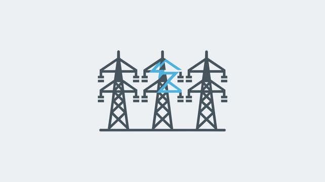 Minimalist power grid icon for smart city branding &ndash; Great for utility companies, electrical engineering, or infrastructure tech.