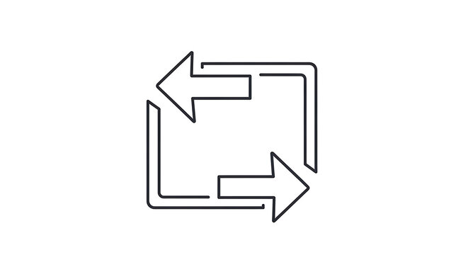 A simple black and white illustration of two arrows forming a circular motion