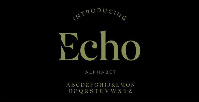 Elegant Echo serif font alphabet display with dark background