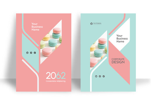 Business Report Cover Template &ndash; Pastel Pink and Blue Geometric Layout (A4)	
