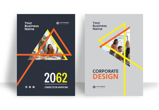 Business Report Cover Template &ndash; Yellow and Orange Geometric Layout (A4)	
