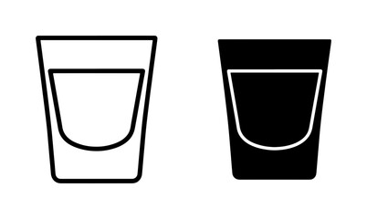 Minimalist Shot Glass Icon Set in Outline and Solid Style © Abdul