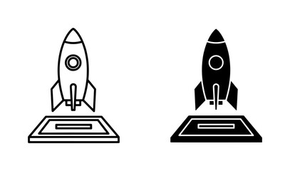 Rocket launch pad icon set for startup business growth © ShahinAl