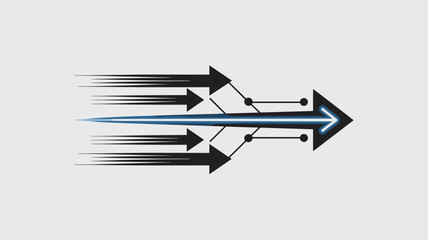 Fototapeta premium Tri-vector accelerating arrow – Suitable for transport logistics, performance optimization, or competitive tech branding.