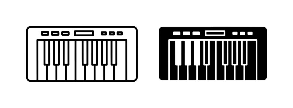 Electronic Musical Keyboard Piano Vector Icon Set