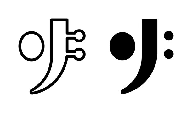 Bass Clef Musical Notation Icon Set