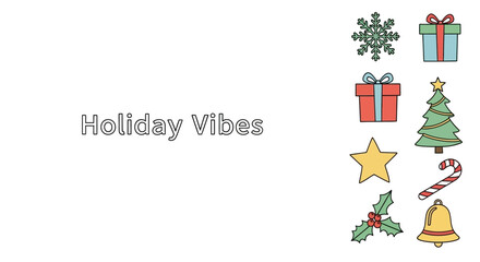 Set of colorful hand drawn Christmas and holiday festive icons. © Shal_Kafa_Alfattah