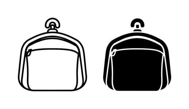 Minimalist Handbag Icon Set with Zipper Detail